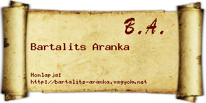 Bartalits Aranka névjegykártya